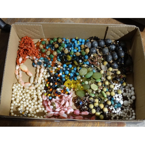 383 - A Box Of Costume Necklaces, To Include Coral