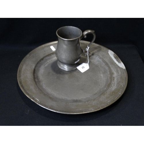 70 - An Antique Pewter Charger & Tankard