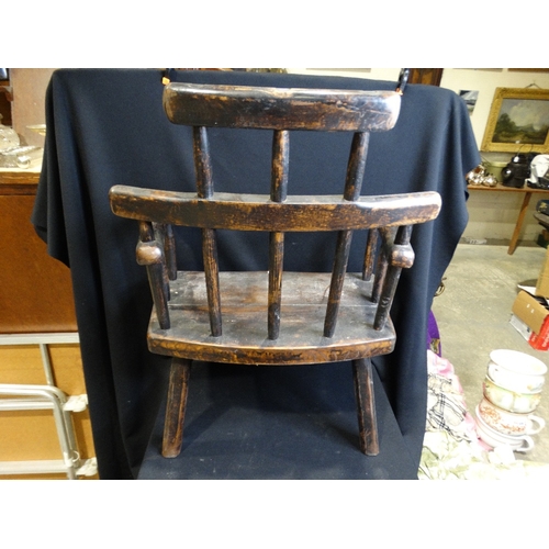 133 - A Primitive Welsh Style Stick Back Chair With Stepped Top Rail, 30