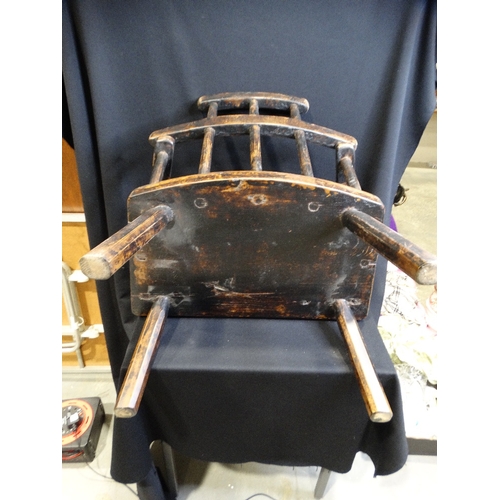 133 - A Primitive Welsh Style Stick Back Chair With Stepped Top Rail, 30