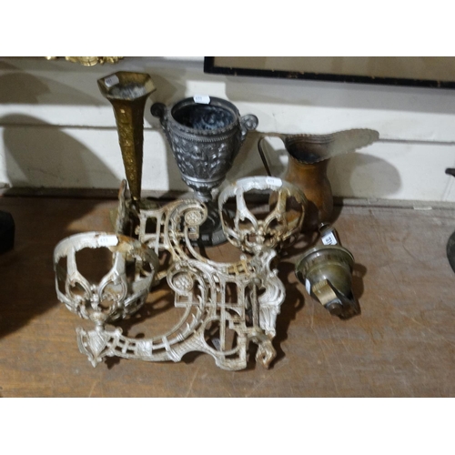 371 - A Pair Of Cast Iron Oil Lamp Wall Brackets Etc