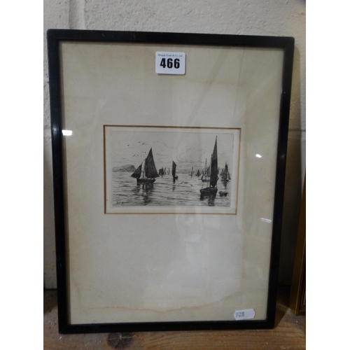 An Uncoloured Sailboat Engraving