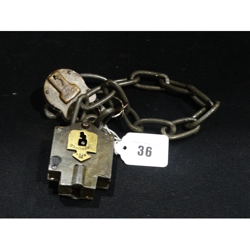 Two Vintage Padlocks & A Chain