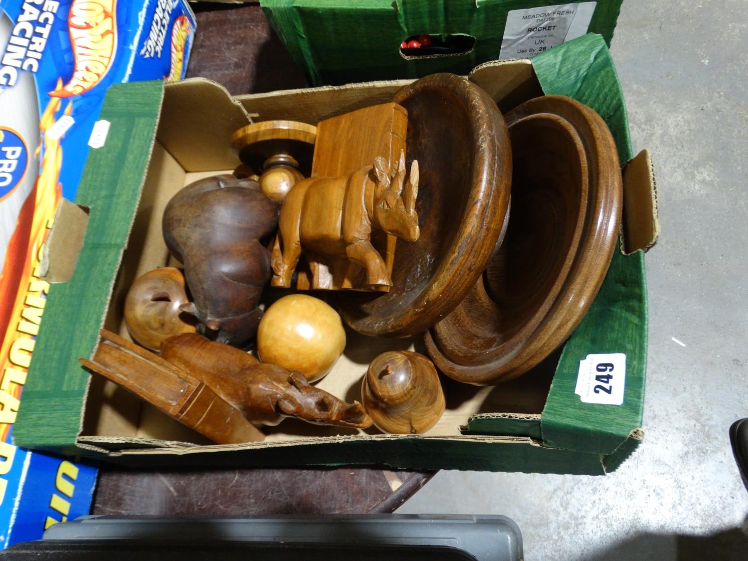 A Box Of Hand Carved Wooden Animal Figures