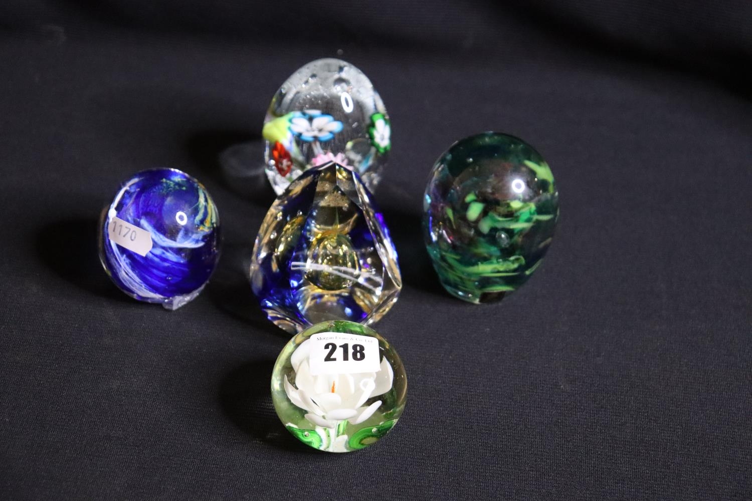 A Group Of Five 20thc Brass Paperweights