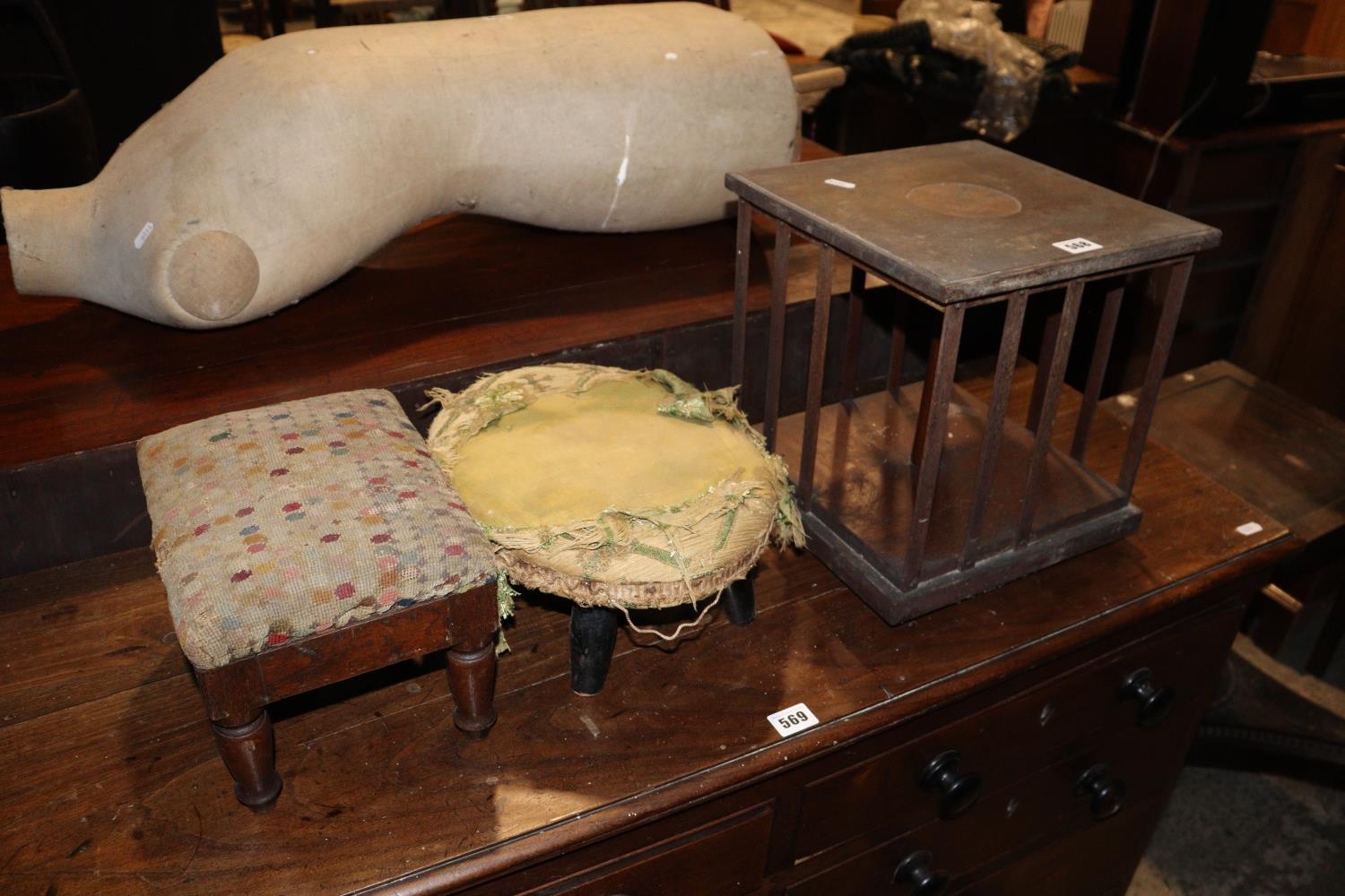 Two Miniature Footstools & A Revolving Bookstand