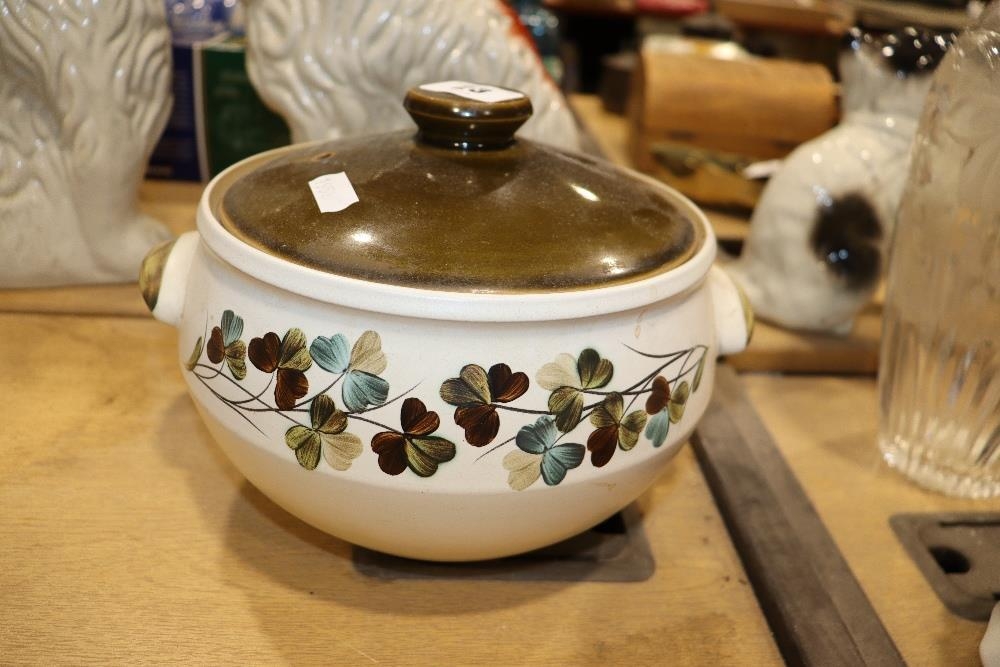 A DENBY STONEWARE CASSEROLE POT