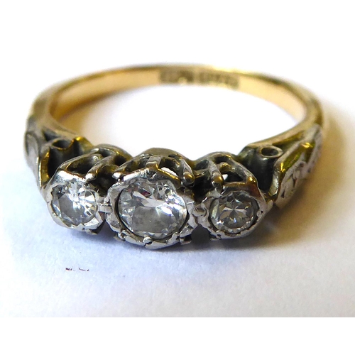 251 - AN 18CT GOLD AND DIAMOND THREE STONE RING
The three brilliant cut diamonds illusion set in white met... 