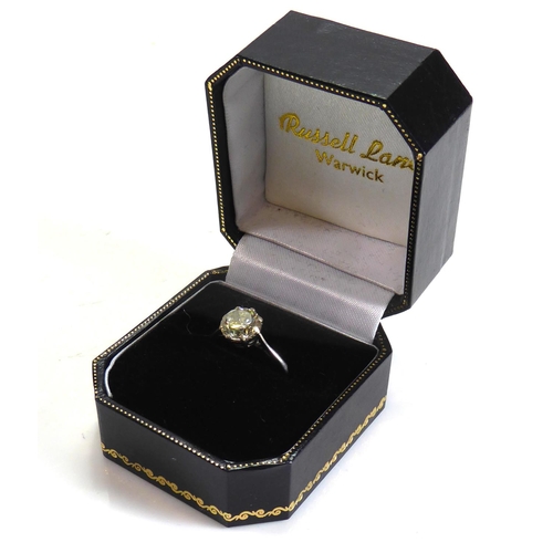 245 - AN 18CT WHITE GOLD RING SET WITH A 1.63CT SOLITAIRE DIAMOND
Complete with a copy of insurance valuat... 