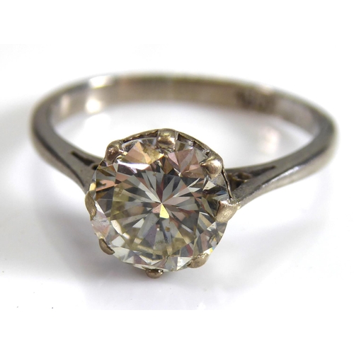 245 - AN 18CT WHITE GOLD RING SET WITH A 1.63CT SOLITAIRE DIAMOND
Complete with a copy of insurance valuat... 