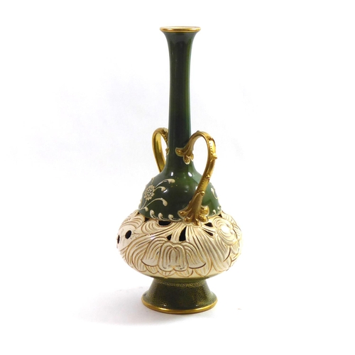 373 - WEDGWOOD, DESIGNED BY HARRY BARNARD, A RARE TWIN HANDLED ART NOUVEAU FORM VASE, CIRCA 1900
The bulbo... 