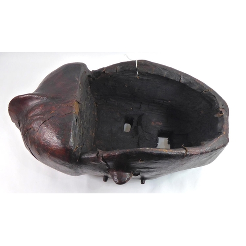 379 - AN AFRICAN CARVED WOOD AND ANTELOPE SKIN TRIBAL FACE MASK
From the Widekum Cross River, Region of Ca... 