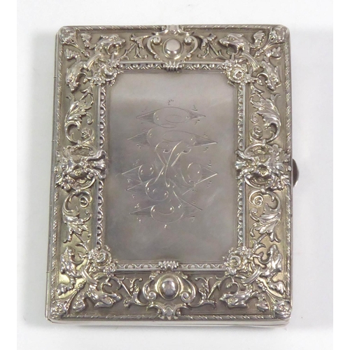 60 - KERR & CO., AN EARLY 20TH CENTURY AMERICAN SILVER CIGARETTE CASE
Embossed with classical form masks ... 