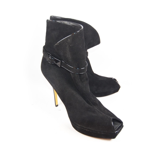 Louis Vuitton Black Suede and Leather Peep Toe Booties