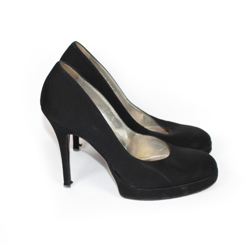 176A - DOLCE & GABBANA, BLACK FABRIC HEELS 
(size 39).
(heel 11cm)