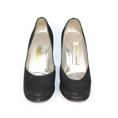 176A - DOLCE & GABBANA, BLACK FABRIC HEELS 
(size 39).
(heel 11cm)