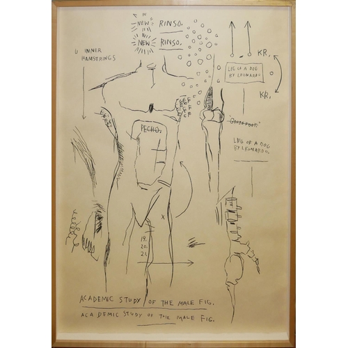 100 - JEAN-MICHEL BASQUIAT, 1960 - 1988, SCREEN PRINT ON BROWN OKIWARA RICE PAPER
Titled ‘Academic Study o... 