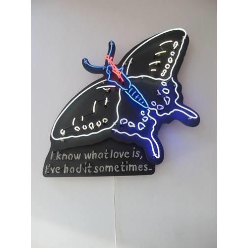 141 - AMANDA ELIASCH, A LARGE NEON LIGHT 
Titled ‘I Know What Love Is ’I’ve Had It Sometimes’, with colour... 