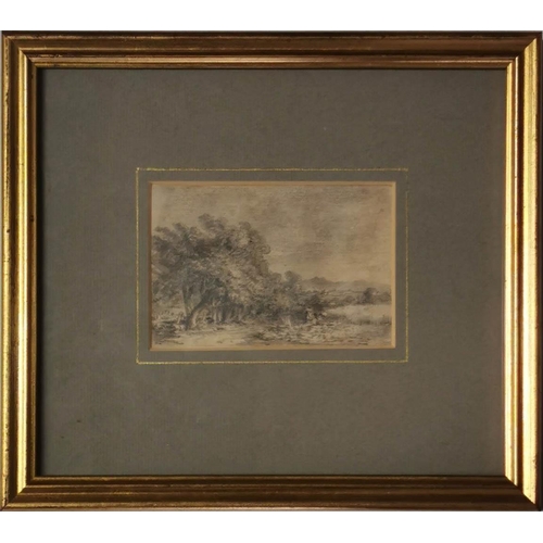 990 - ATTRIBUTED TO JOHN CONSTABLE, 1776 - 1837, PENCIL DRAWING
Landscape, titled ‘Coleorton’, monogrammed... 