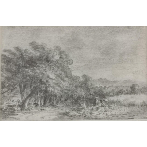 990 - ATTRIBUTED TO JOHN CONSTABLE, 1776 - 1837, PENCIL DRAWING
Landscape, titled ‘Coleorton’, monogrammed... 