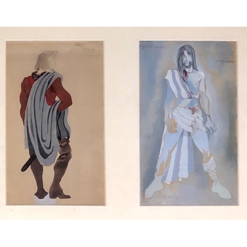 987 - MICHAEL AYRTON, 1921 - 1975, GOUCHE AND INK PAIR FRAMED AS ONE
Titled ‘Banquo Costume II, 1941’, sig... 