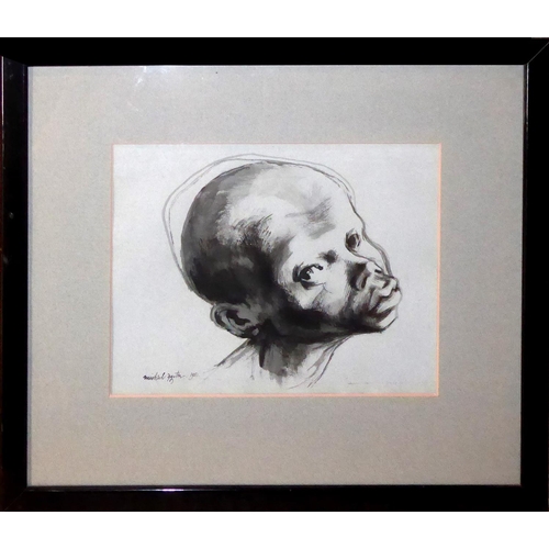 986 - MICHAEL AYRTON, 1921 - 1975, PEN AND WASH
Titled ‘Head of a Negro, 1951’, signed, dated, mounted, fr... 