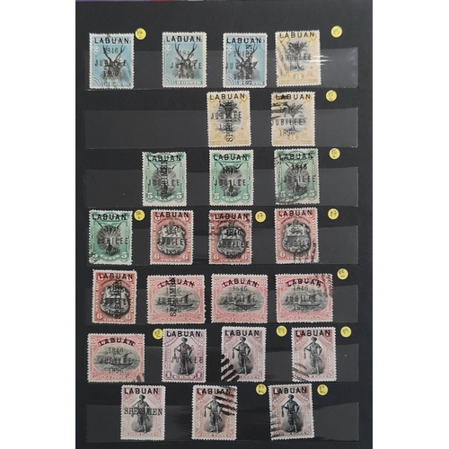 1000 - STAMPS OF LABUAN, NORTH BORNEO, SARAWAK, A COMPREHENSIVE COLLECTION 
To include SG25, 2C green, SG31... 