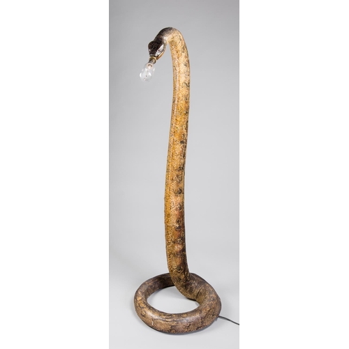 136 - A LATE 19TH CENTURY TAXIDERMY AFRICAN ROCK PYTHON LAMP.
(h 155cm)