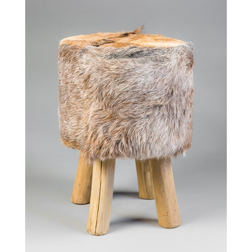 161 - A 21ST CENTURY TAXIDERMY GOAT SKIN STOOL.
(h 45cm x w 33cm x d 33cm)