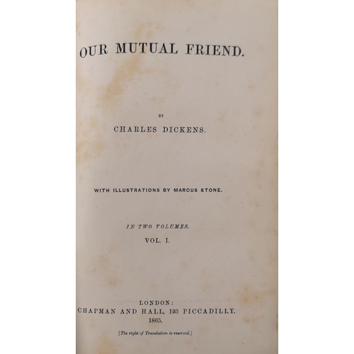 313 - CHARLES DICKENS, TWO FIRST EDITION VICTORIAN LEATHER BOUND BOOKS
Titled ‘Our Mutual Friend’, publish... 