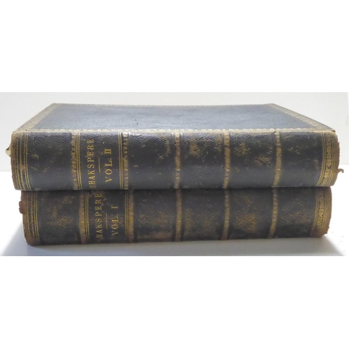 316 - WILLIAM SHAKESPERE, IMPERIAL EDITION LEATHER BOUND BOOKS, TWO VOLUMES
Published 1870 with steel engr... 