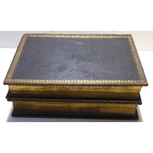 316 - WILLIAM SHAKESPERE, IMPERIAL EDITION LEATHER BOUND BOOKS, TWO VOLUMES
Published 1870 with steel engr... 