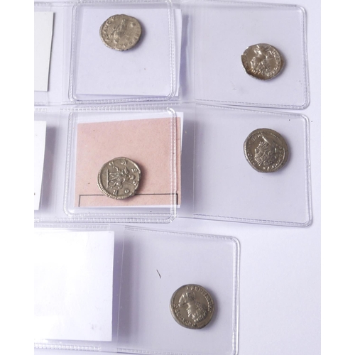 387 - GETA, A COLLECTION OF FIVE ROMAN SILVER COINS
Castor, Robe 210-212 AD Liberalitas Avg V, Felicitas T... 