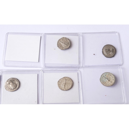 394 - GETA, A COLLECTION IF FIVE ROMAN SILVER COINS
Secvrit Imperii Securitas,199-202 Felicet as Avgg Feli... 