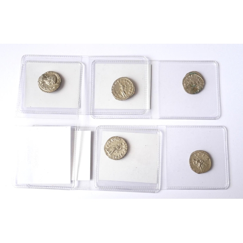 396 - A COLLECTION OF FOUR ROMAN SILVER COINS
Comprising four coins Julia Maesa, Pvdicitia, Saecvli Felici... 