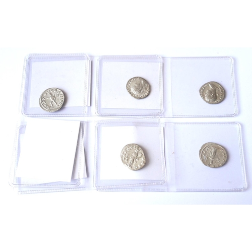 398 - SEVERUS ALEXANDER, A COLLECTION OF FIVE ROMAN SILVER COINS
Fides Militm,Rome Mint 233AD, Aequitas AV... 