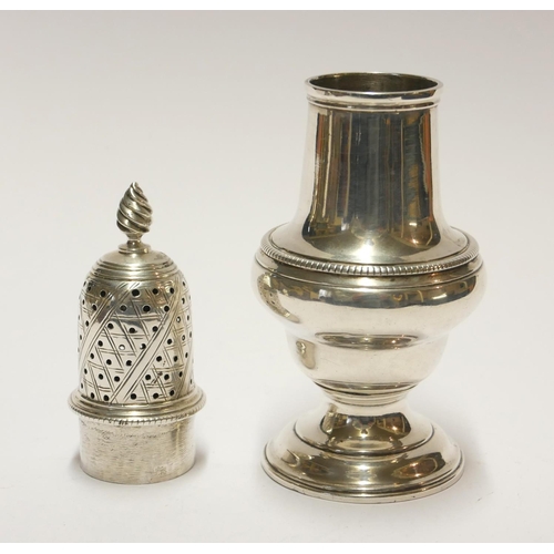 422 - A GEORGIAN SILVER BALUSTER CASTER
With beaded edge, hallmarked Jabez Danielle and James Mince, Londo... 