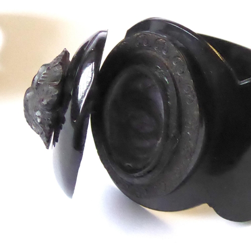 496 - A PAIR OF VICTORIAN JET AND CELLULOID MOURNING CUFFS
The celluloid cuffs having jet lockets to front... 