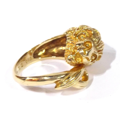 503 - A VINTAGE 14CT GOLD GENT'S LION FORM SIGNET RING
With scrolled tail (size O).
(10.9g)