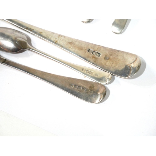 527 - A COLLECTION OF GEORGIAN SILVER FLATWARE
Including a pair of sauce ladles, hallmarked London, 1756, ... 