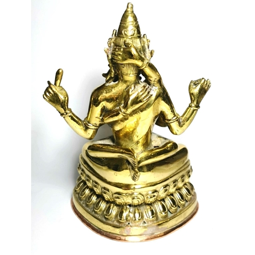 578 - A 19TH CENTURY POLISHED BRONZE BUDDHA
Modelled as Chakrasamvara and Vagragogini in seated kissing po... 