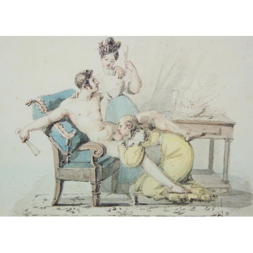 992 - AFTER PAUL-MARC-JOSEPH CHENAVARD, 1807 - 1895, A SET OF FOUR MODERN EROTIC PRINTS
Titled 'Blowing Bu... 