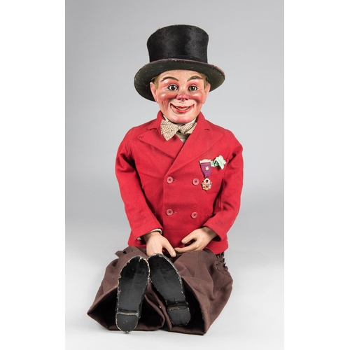 238 - AN EARLY 20TH CENTURY VENTRILOQUIST’S DUMMY.
(without hat 125cm x w 40cm)

Condition: AF
The mechani... 