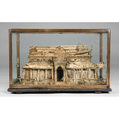 239 - AN UNUSUAL LATE 19TH CENTURY SCRATCH BUILT ARCHITECTURAL MODEL OF A DERELICT BUILDING.
(h 29cm x w 4... 