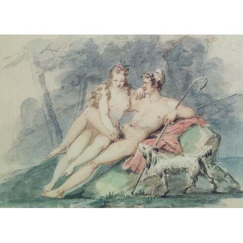 992 - AFTER PAUL-MARC-JOSEPH CHENAVARD, 1807 - 1895, A SET OF FOUR MODERN EROTIC PRINTS
Titled 'Blowing Bu... 