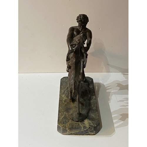 552a - A 19TH CENTURY BRONZE STATUE CENTAUR 
On green marble base.
(37cm x 34cm)