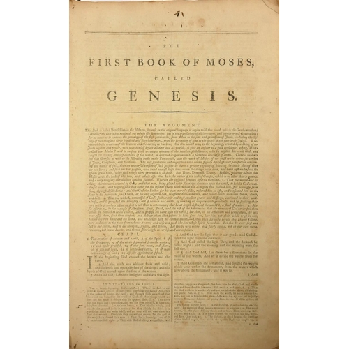 525 - THE HOLY BIBLE
Printed by Lancelot Dipsdale, Newcastle-upon-Tyne, 1785, folio, leather ex libris pla... 