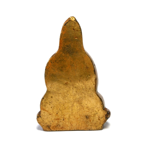 655 - A SMALL CHINESE/TIBETAN GILT BRONZE BUDDHA
Seated pose holding a bowl, on lotus form base.
(approx 6... 