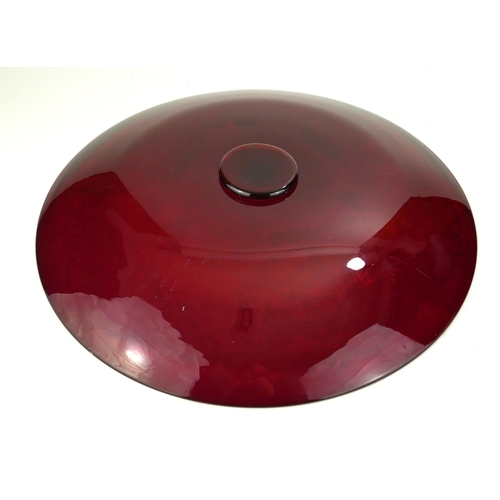 755 - A LARGE 20TH CENTURY VENETIAN RUBY GLASS CHARGER DISH
Hand painted with three landscape cartouches w... 