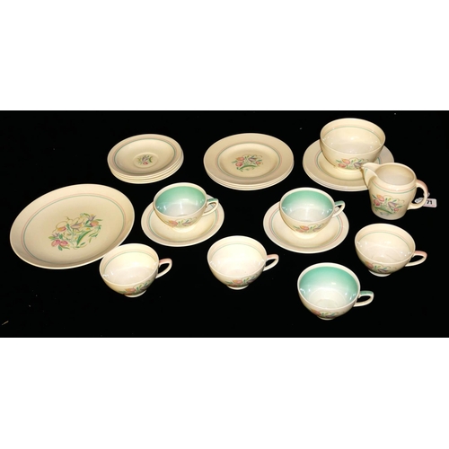 771 - SUSIE COOPER, AN ART DECO POTTERY TEA SERVICE
Comprising six cups and saucers, six side plates, brea... 